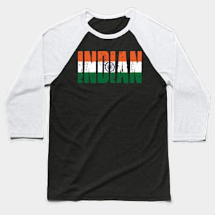 Indian Text with India Flag Vintage Baseball T-Shirt